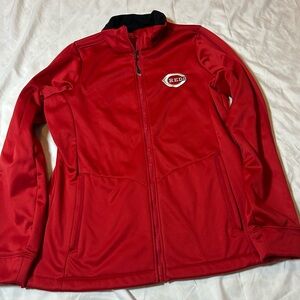 Women's Cincinnati Reds Antigua Red Links Full-Zip Golf Jacket Medium